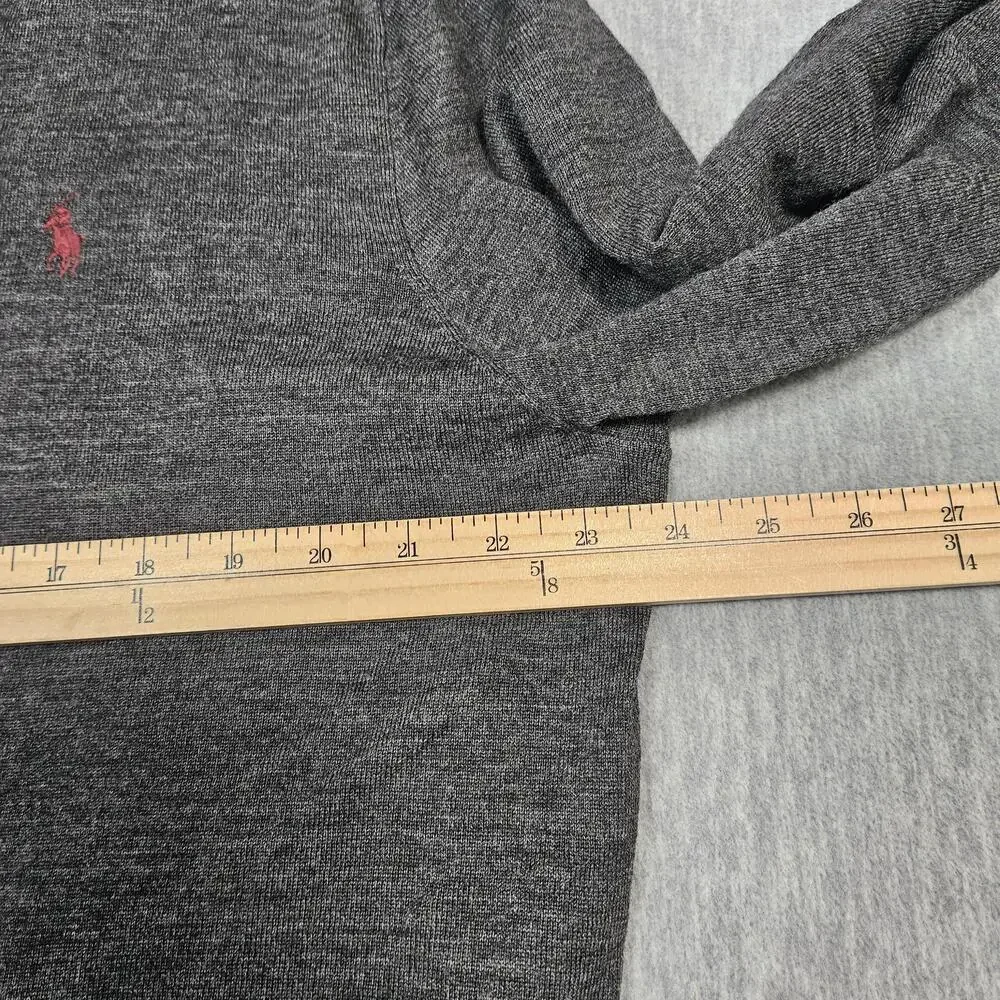 Polo Ralph Lauren Sweater Mens 2XL Gray Merino Wool V-Neck Embroidered Pony